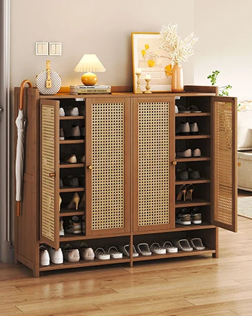 8 Tier Bamboo Shoe Storage Cabinet Freestanding Shoe Rack for Closet