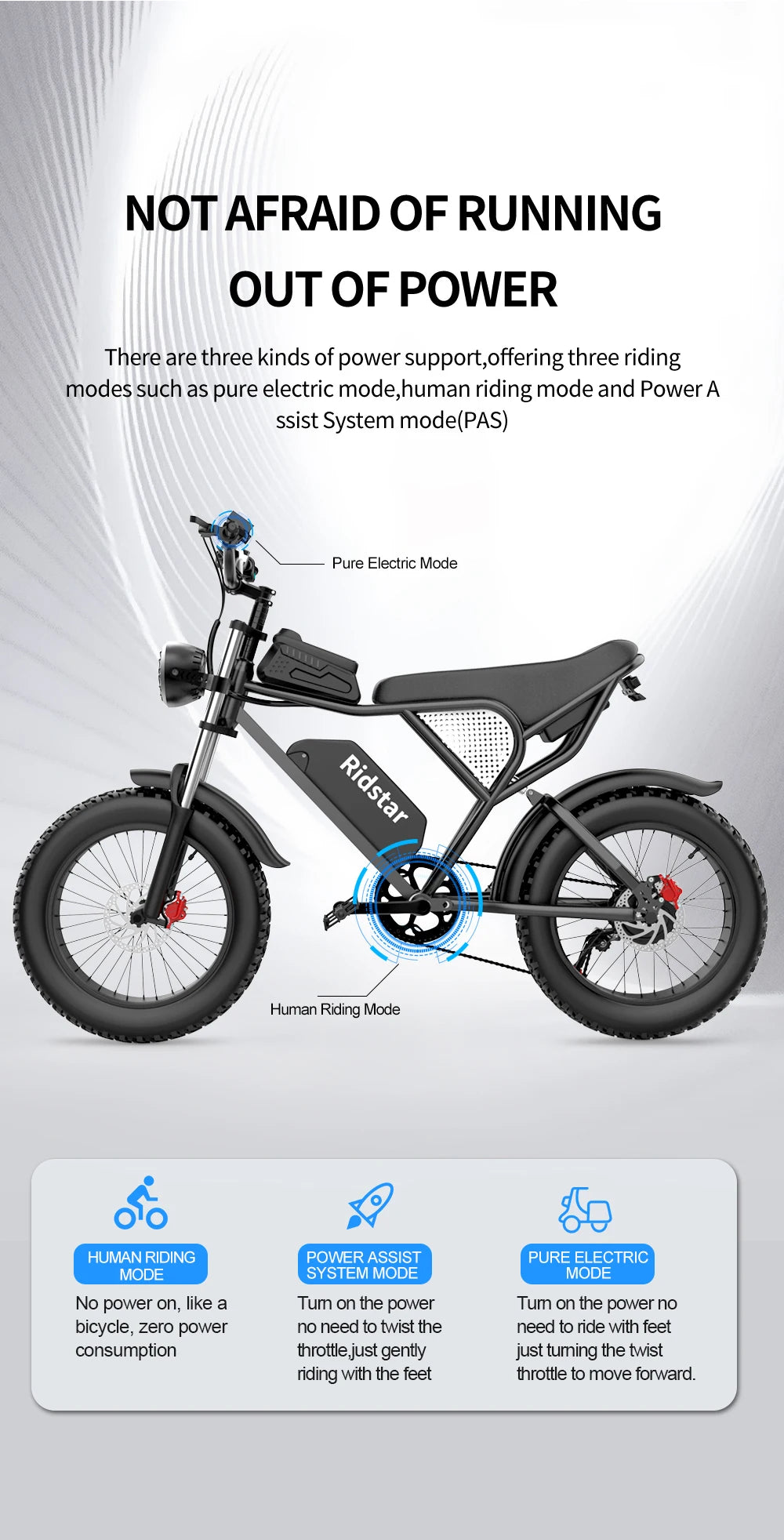 Electric Bike 1000W Motor 48V 15AH Battery All-terrain Fat Tire E-Bike