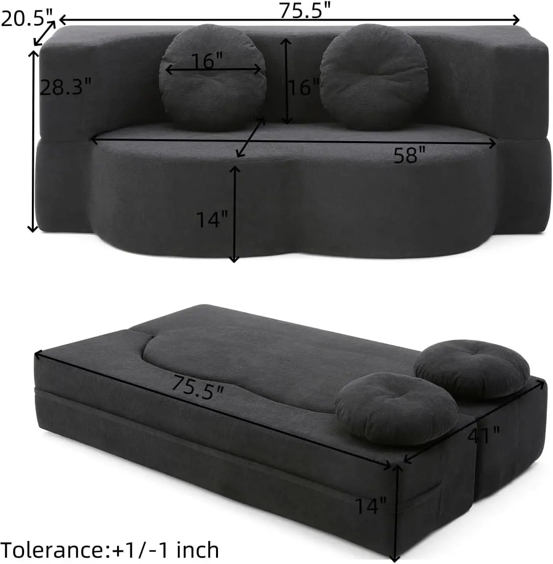 Ljustra Convertible Folding Sofa Bed Memory Foam Sleeper Couch