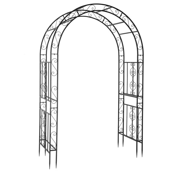 Double Layer Iron Art Arc Top Garden Arch Trellis 134x59x213cm