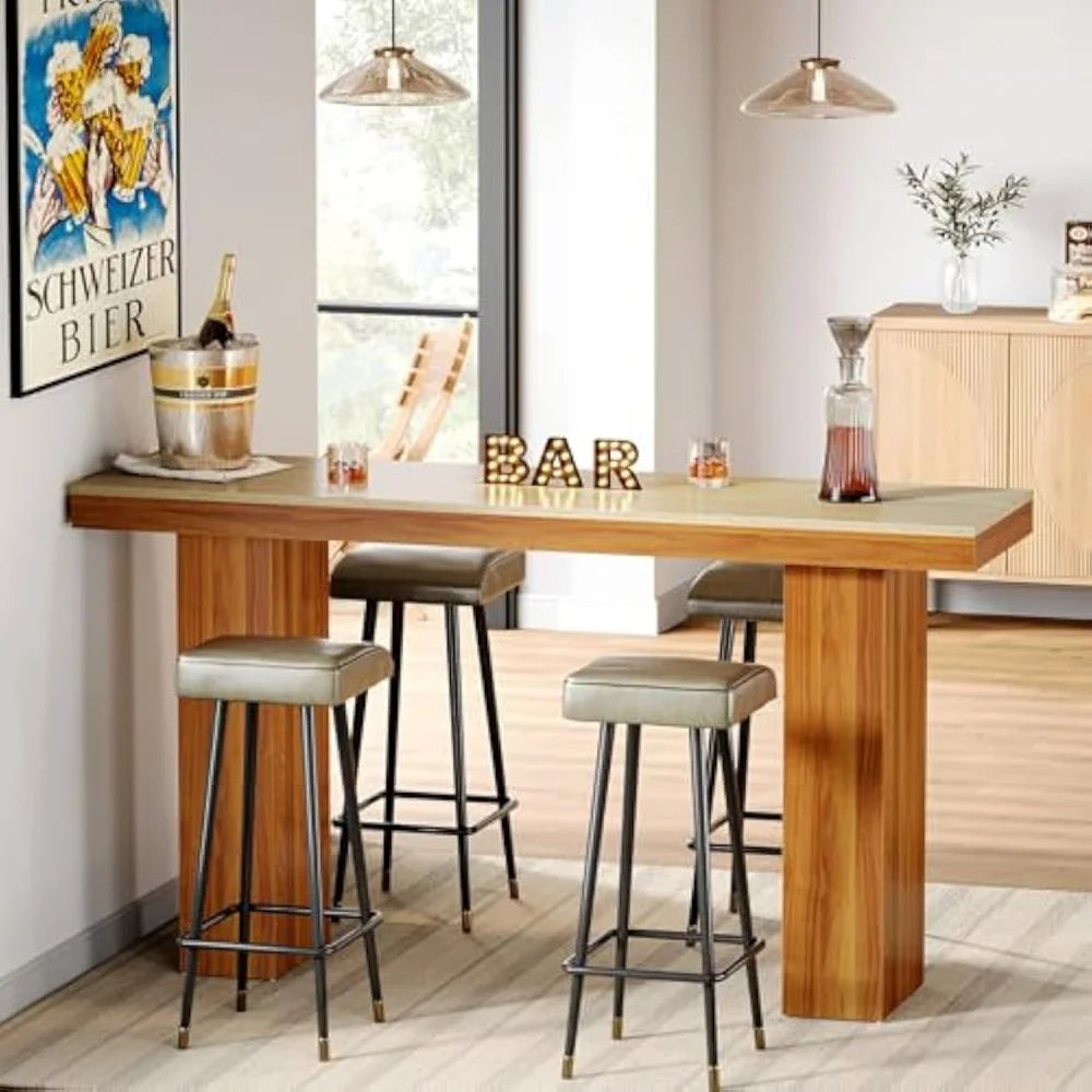 Long Bar Table 62.9 Inch Rectangular Counter Height Pub Table Kitchen