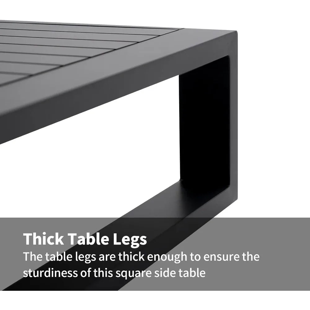 Ljustra Outdoor Square Aluminum Side Table for Patio Bistro Coffee Use