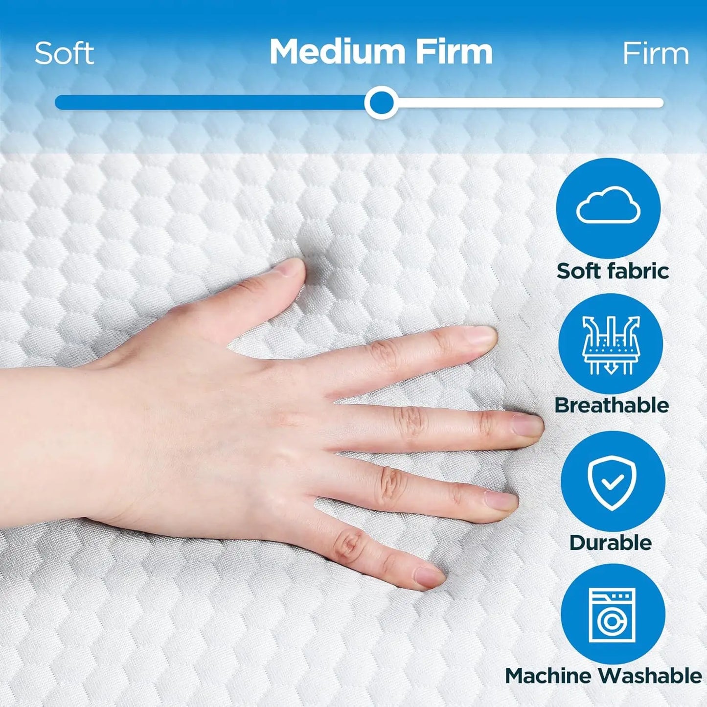 Ljustra 6 Inch Folding Mattress Tri-Fold Memory Foam Topper for Dorms