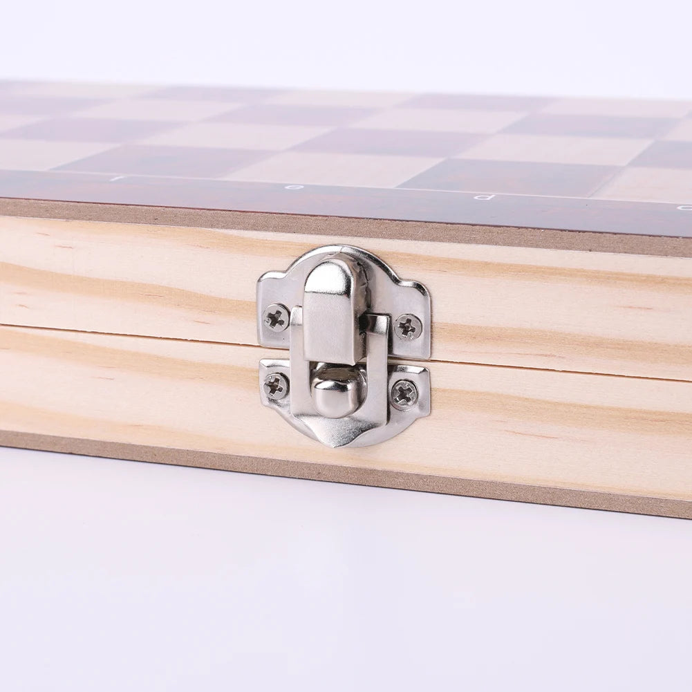 3 in 1 Chess Checkers Backgammon Wooden Game Set for Kids and Adults