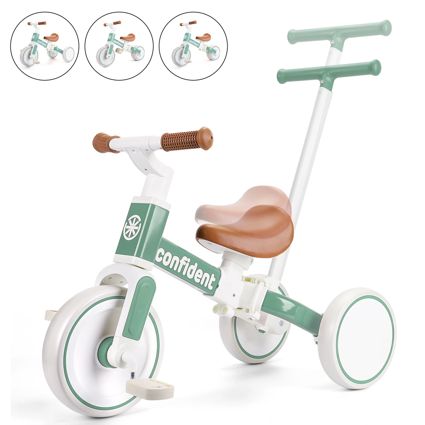 Baby Balance Bike Toddler Trike with Parent Steering Push Handle
