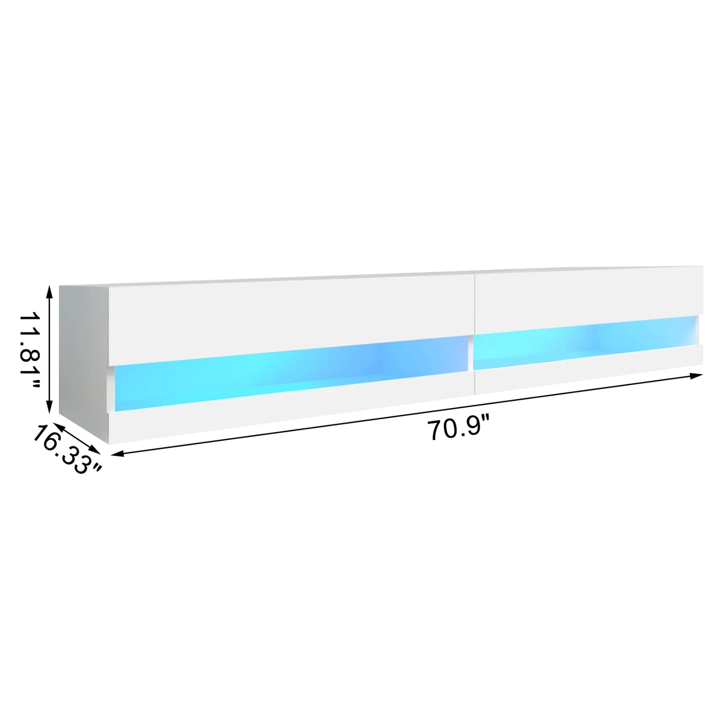 71 Inch Floating TV Stand Modern Wall Mounted LED Media Console