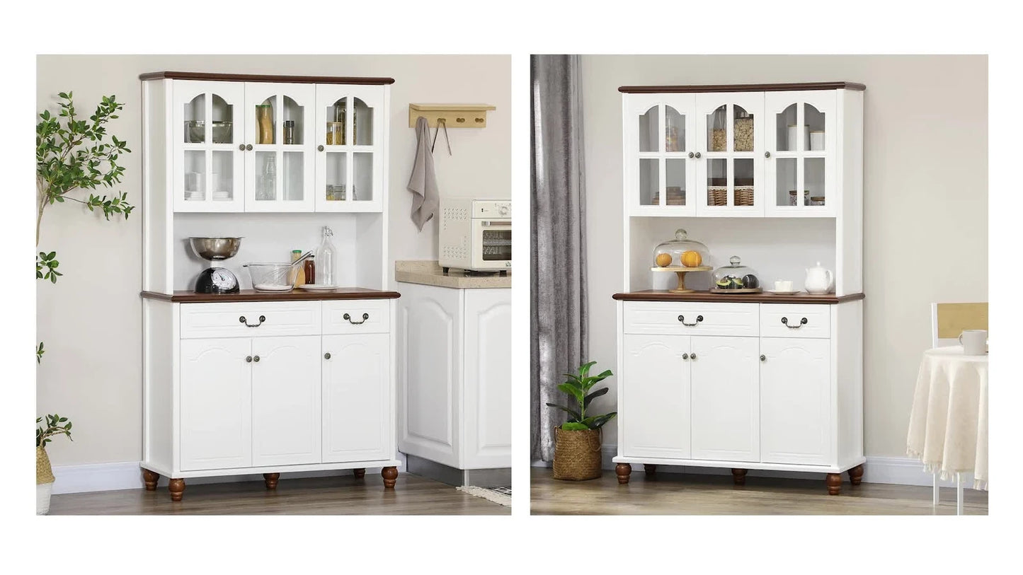 Ljustra Kitchen Buffet Hutch 6 Door 2 Drawer Storage Cabinet Modern