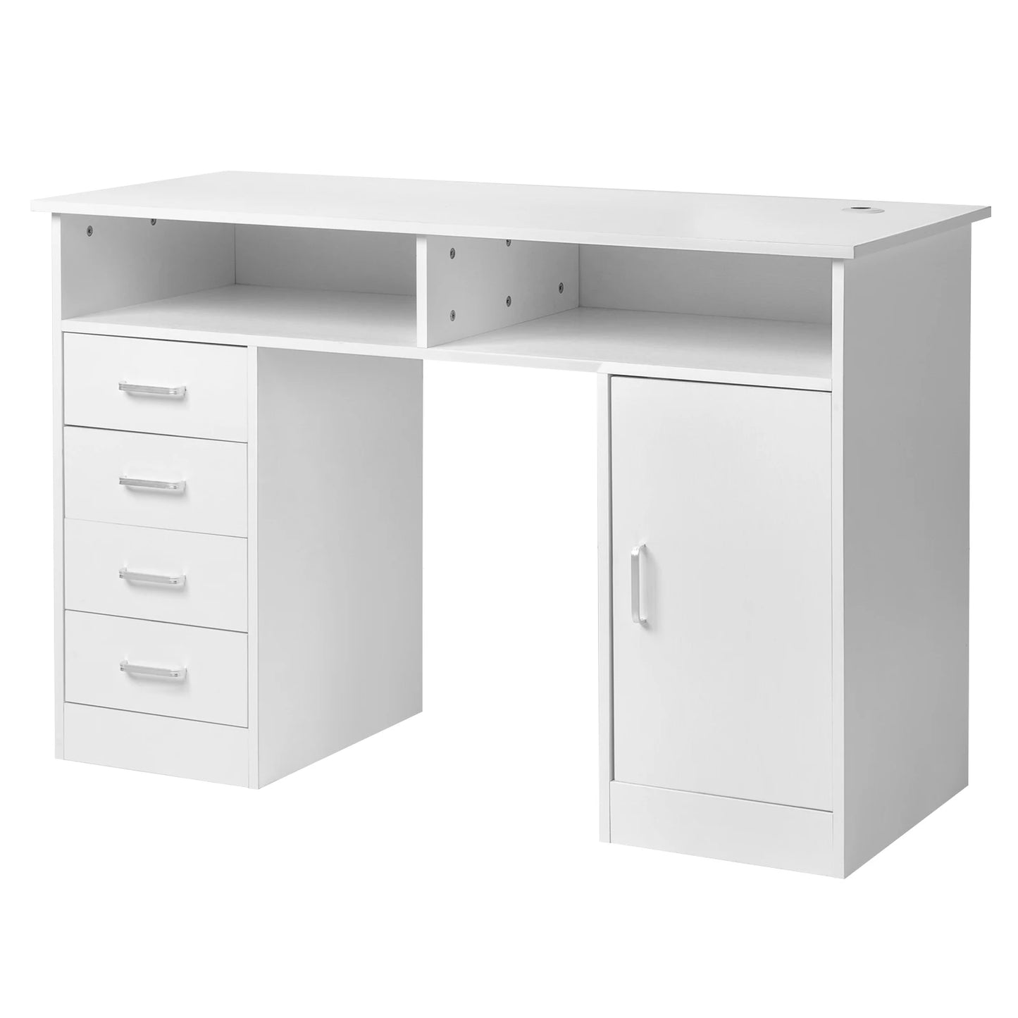 Ljustra White Wood Grain Computer Desk with Drawers and Interlayer 120cm
