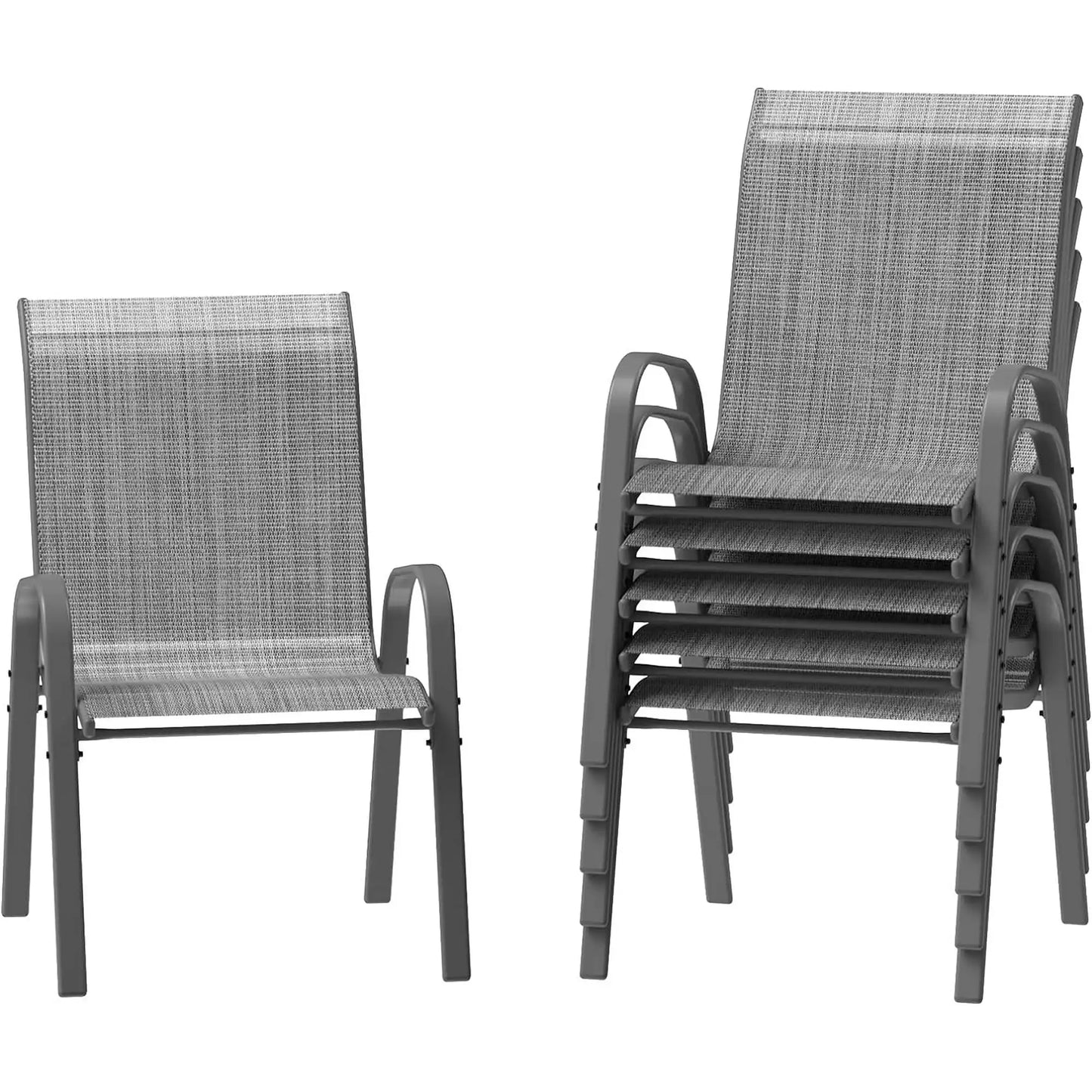 Stackable Outdoor Dining Chairs Set of 6 High Back Garden Chairs