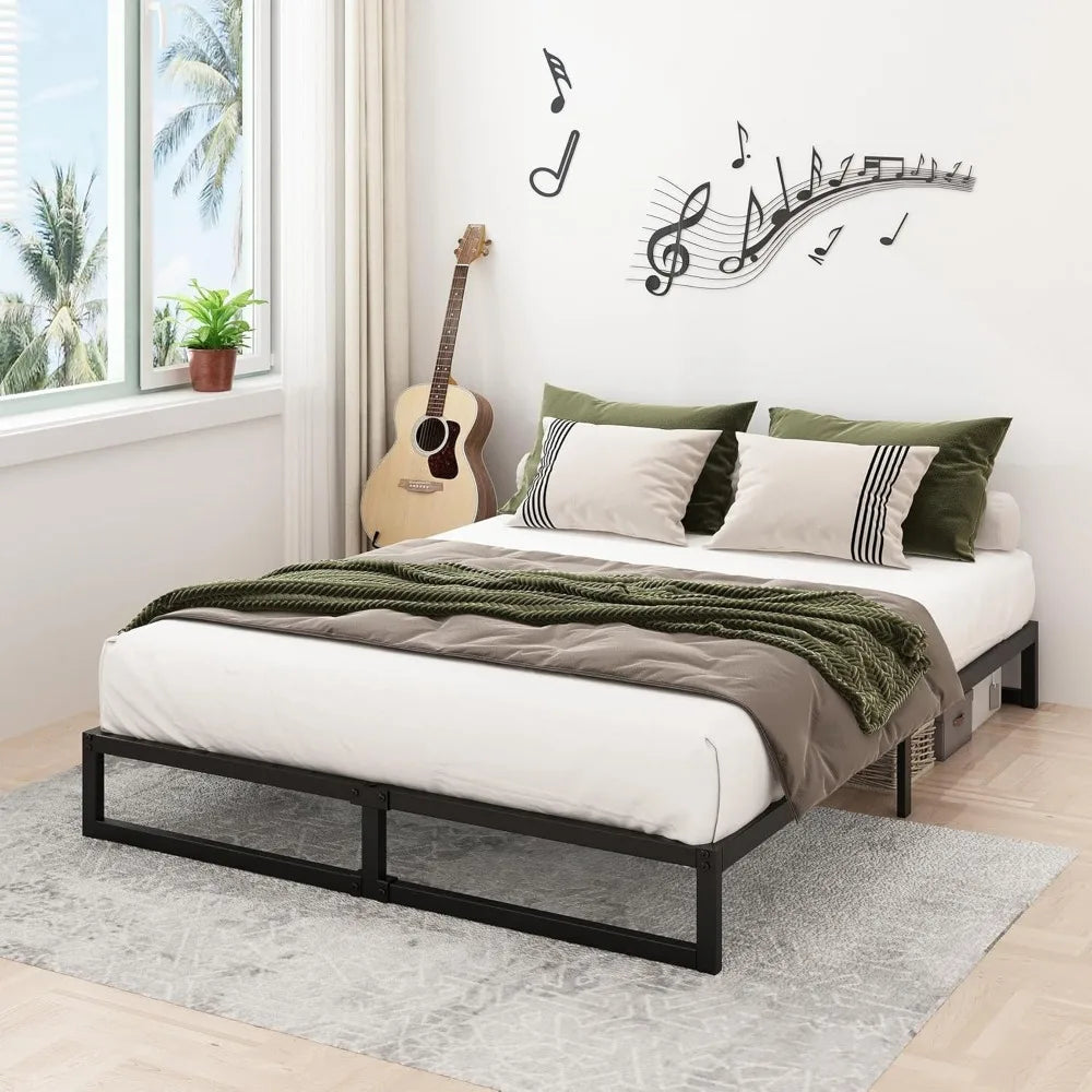 Heavy Duty 8 Inch Queen Bed Frame Metal Platform No Box Spring Needed