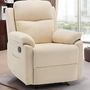 Recliner Chair for Small Spaces Upholstered Manual Recliner with Pockets