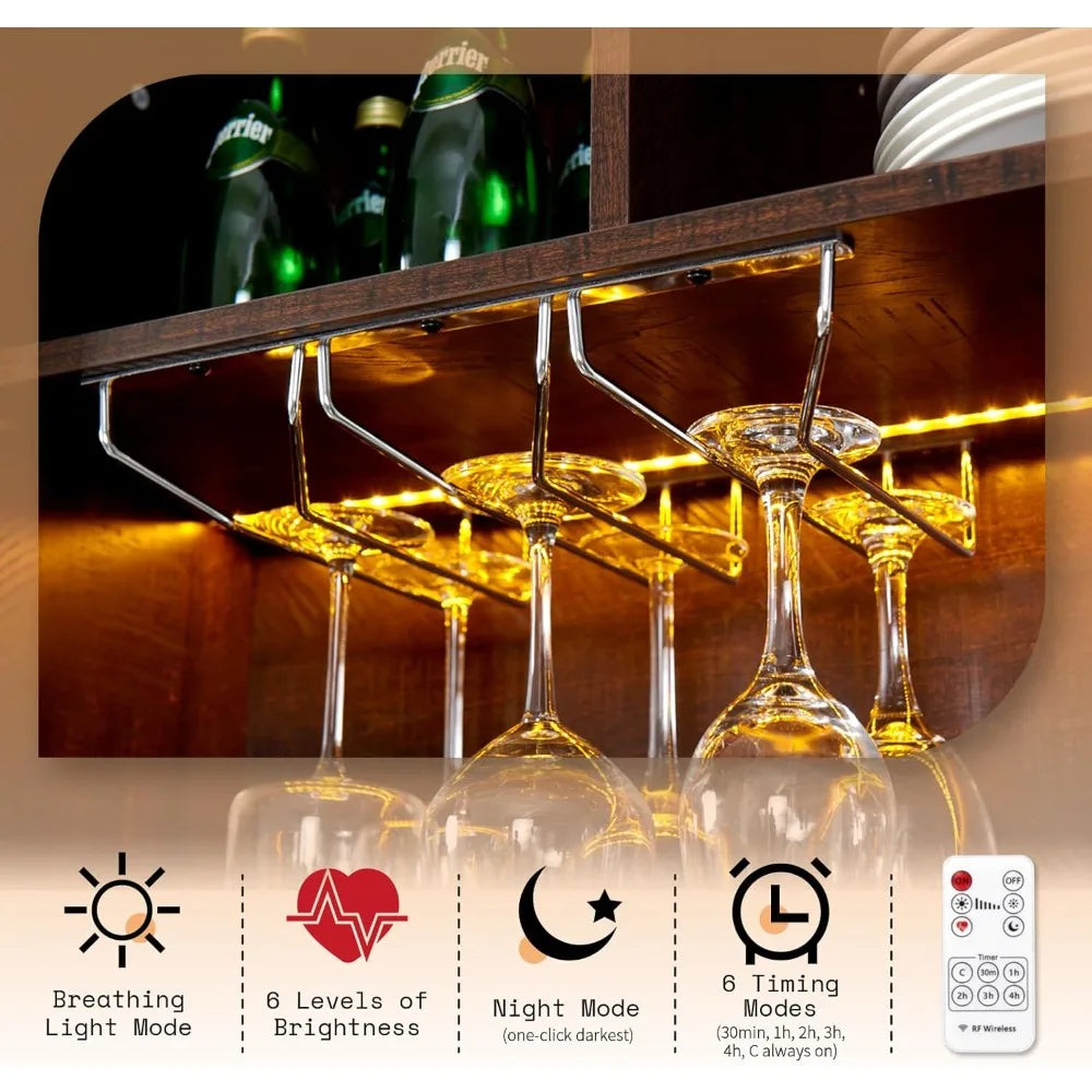 72 Inch Coffee Wine Bar Cabinet with Sliding Barn Door Farmhouse Sideboard