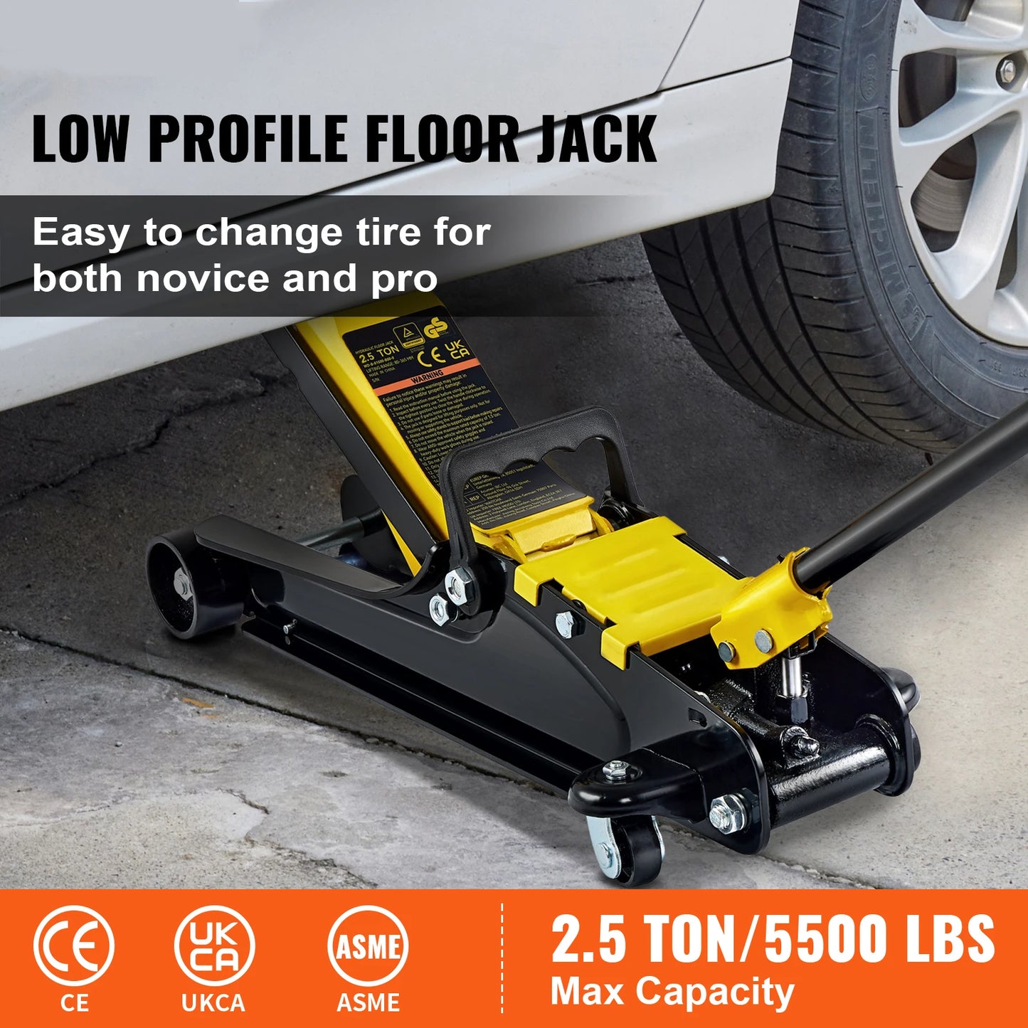 Ljustra 2.5T Low Profile Hydraulic Floor Jack Heavy-Duty Steel Car Jack