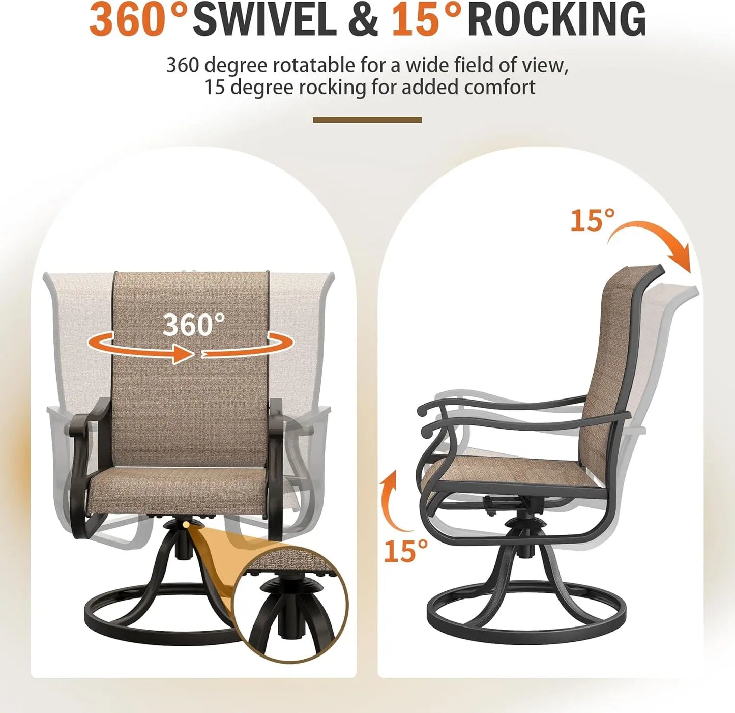 Patio Swivel Chairs Set of 4 Outdoor Dining Chairs Textilene Metal Frame