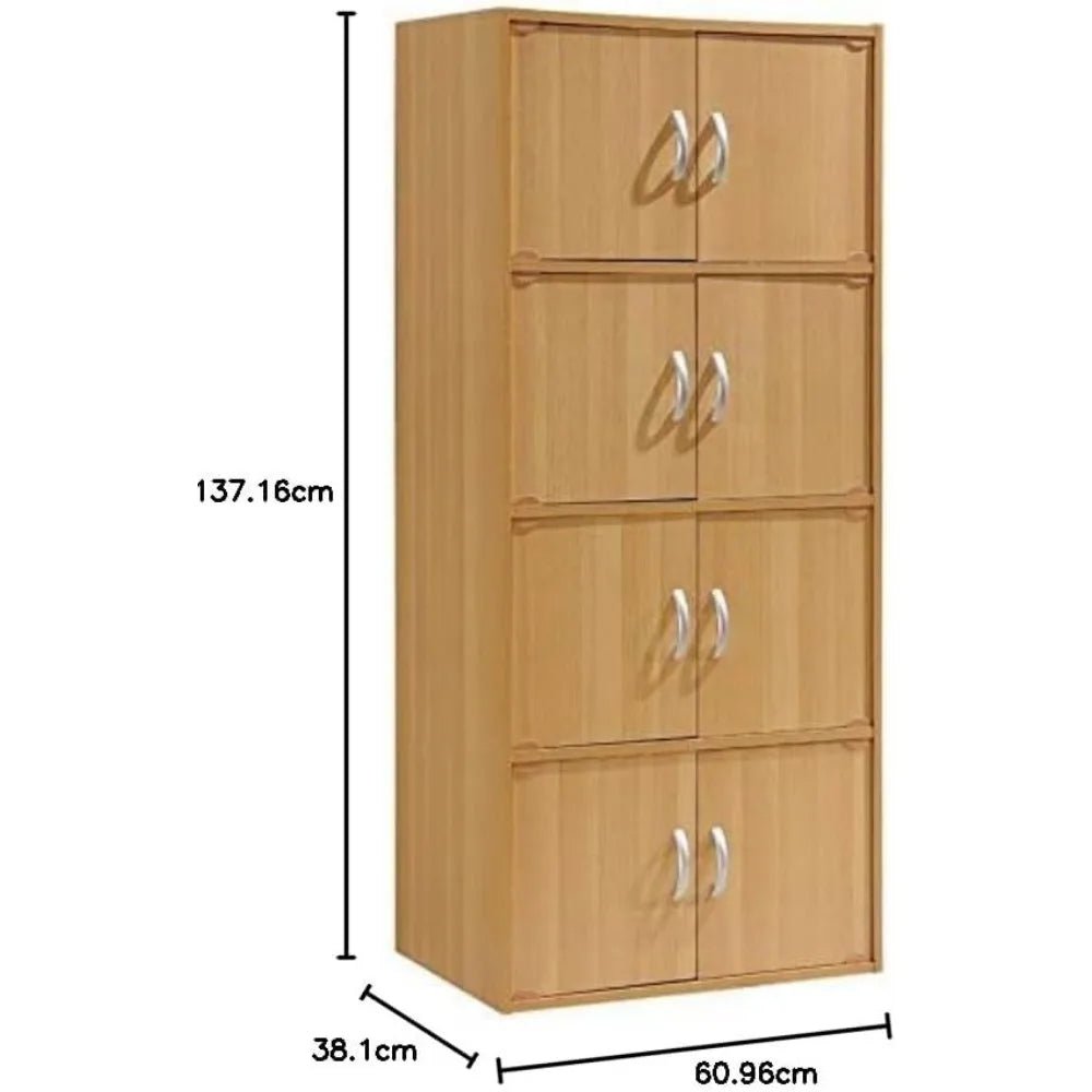4 Shelf 8 Door Bookcase Cabinet Storage Organizer Furniture