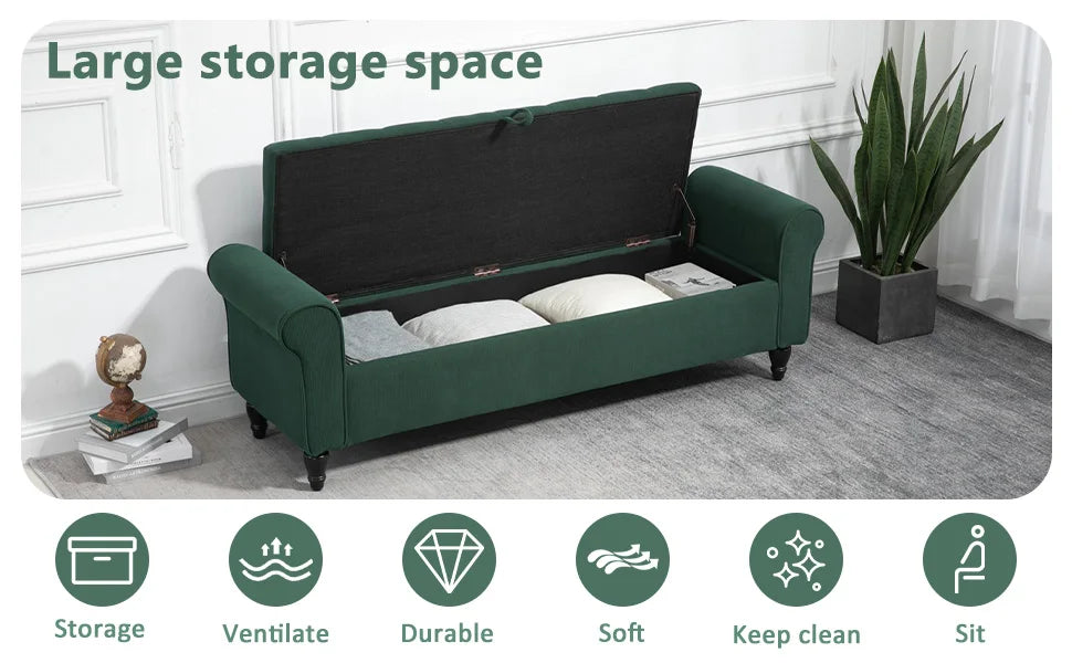 63 Storage Ottoman Upholstered Tufted Storage Bench for Living Room Bedroom
