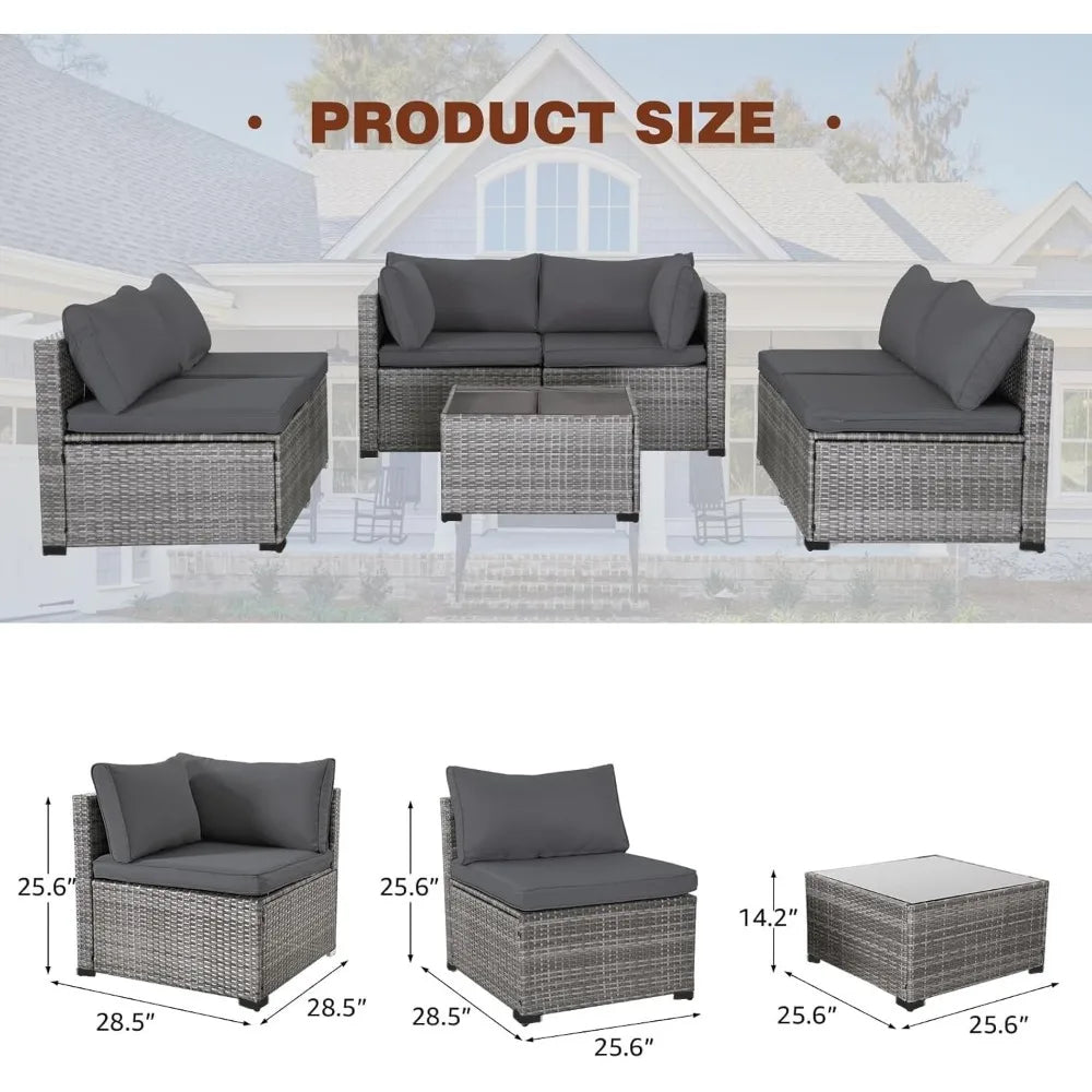 Modular Wicker Outdoor Sectional Sofa Set Patio Furniture Conversation Set