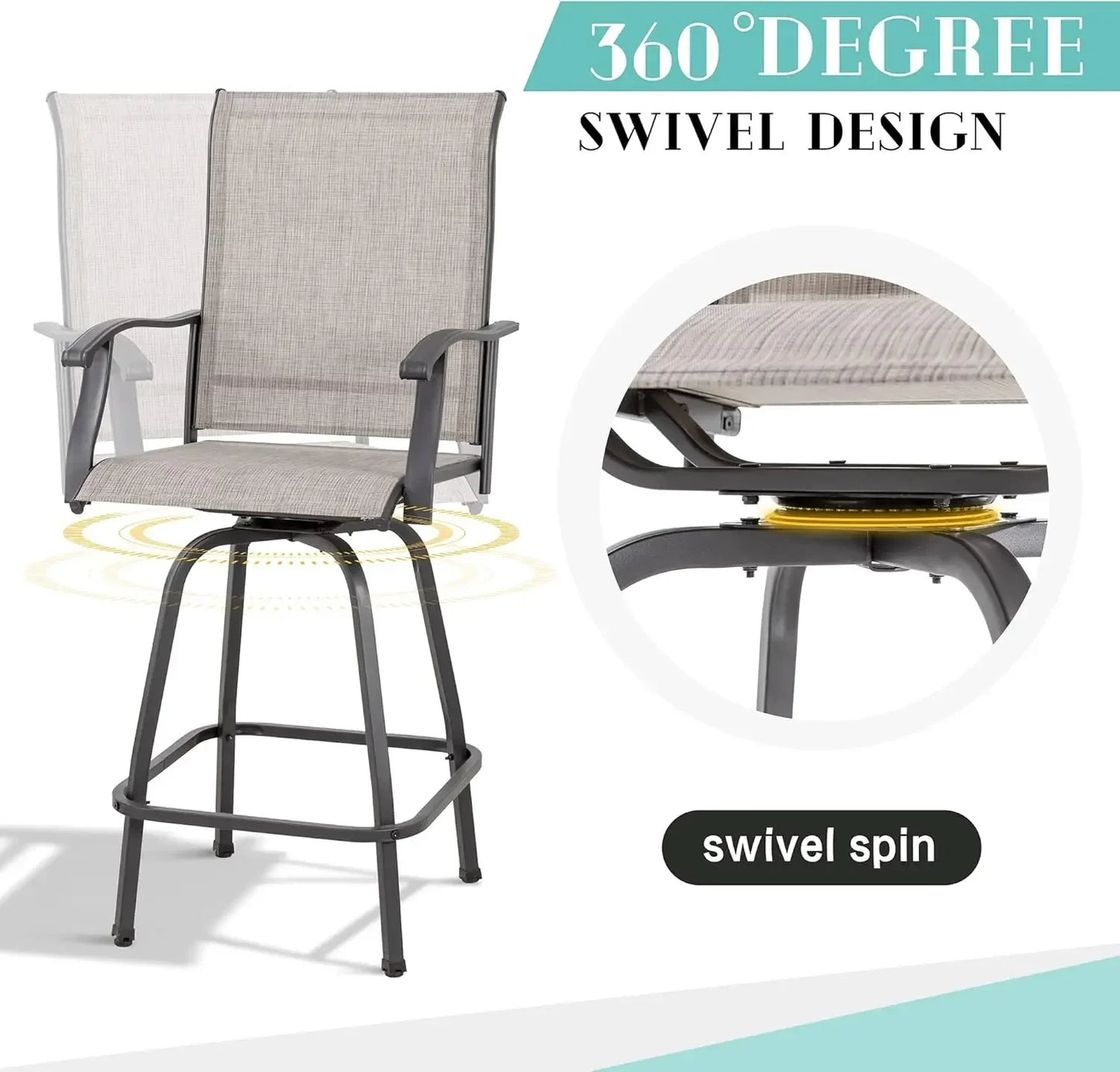 5 Piece Patio Swivel Bar Set Outdoor High Top Bistro Set for Garden