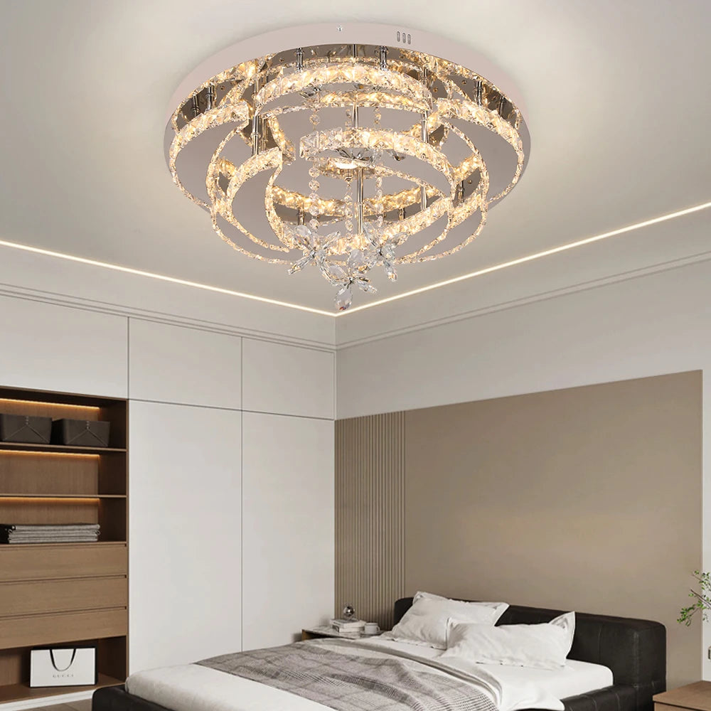 Modern Crystal Chandelier Ceiling Lamp LED Dimmable Pendant Light