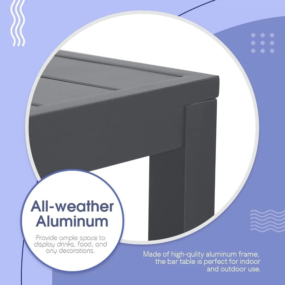 Ljustra Bar Table High Top Aluminum Frame Indoor Outdoor Pub Table