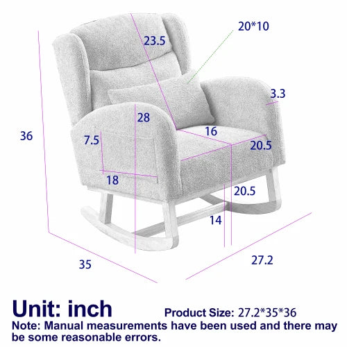 Modern High Backrest Rocking Chair with Pockets for Living Room Use