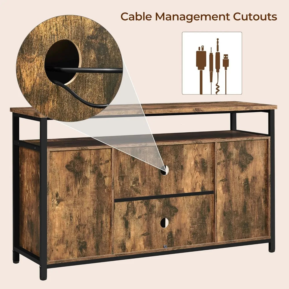 Ljustra Barn Door TV Stand for 55 Inch TV with Adjustable Shelves