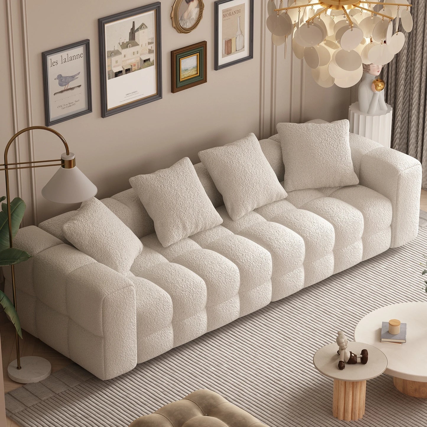 Ljustra Elegant Velvet Sofa Modern 4 Seater Couch for Living Room