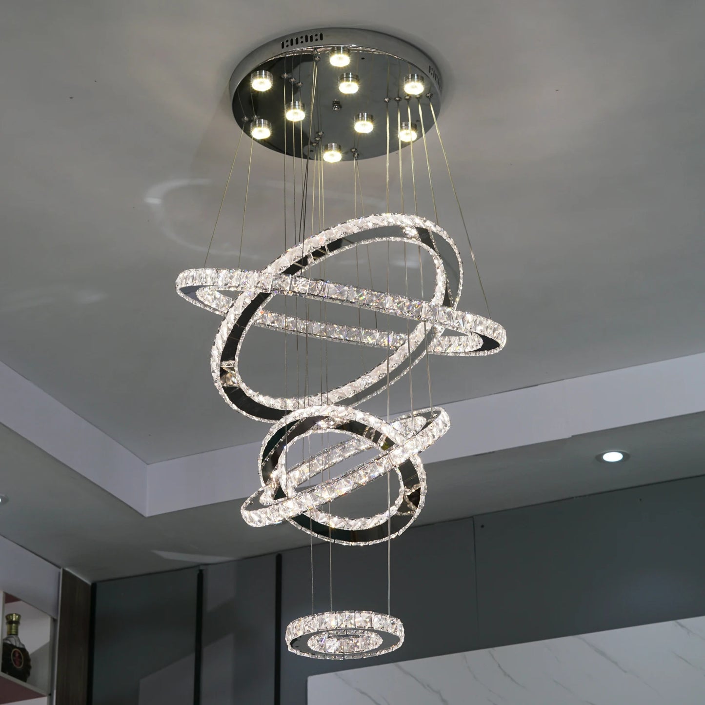 K9 Crystal Ring LED Pendant Light Modern Chandelier Luxury Ceiling Lamp
