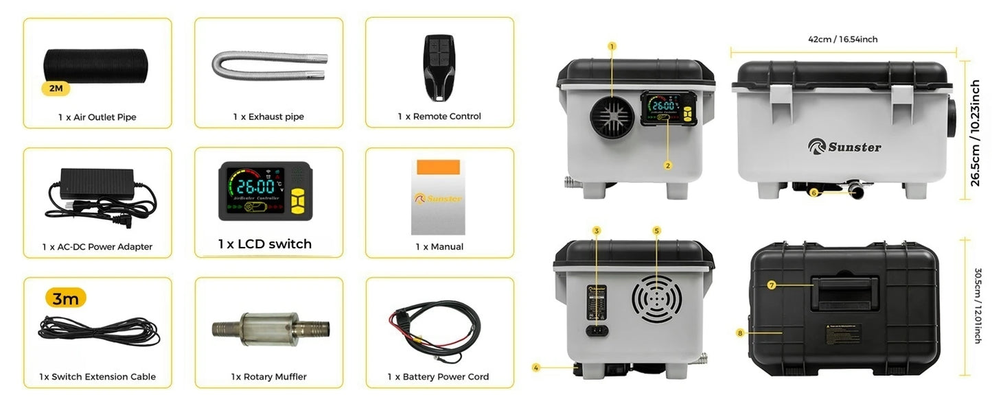 8KW Diesel Air Heater Bluetooth Control for RV Truck Car Tent Heating