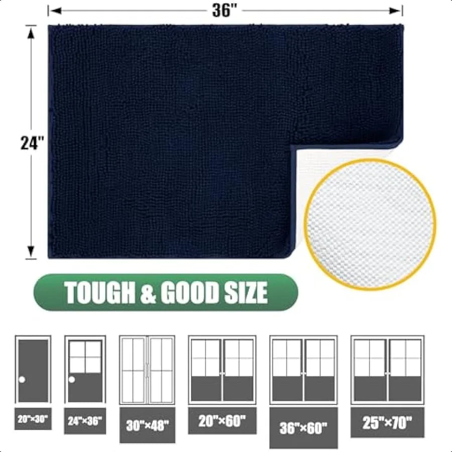 Chenille Absorbent Outdoor Doormat Washable Non Slip Dog Mat 30x20