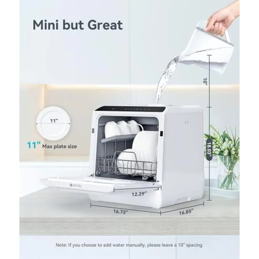 Portable Mini Dishwasher Compact 5L Water Tank 6 Programs No Hookup