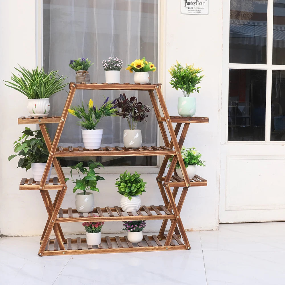 Extra Large Multi Tier Wood Flower Rack Plant Stand Indoor Outdoor