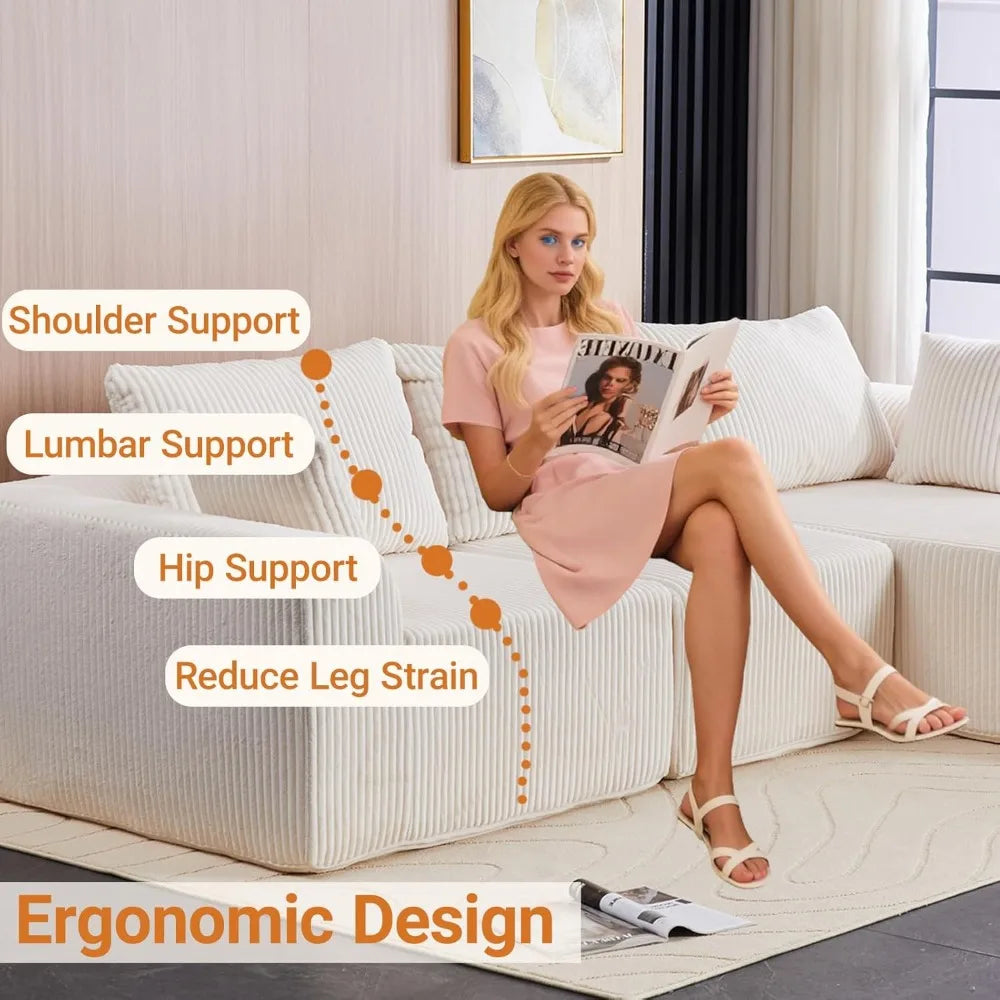 L Shaped Couch Modular Sofa Chaise Cloud Sectional for Living Room