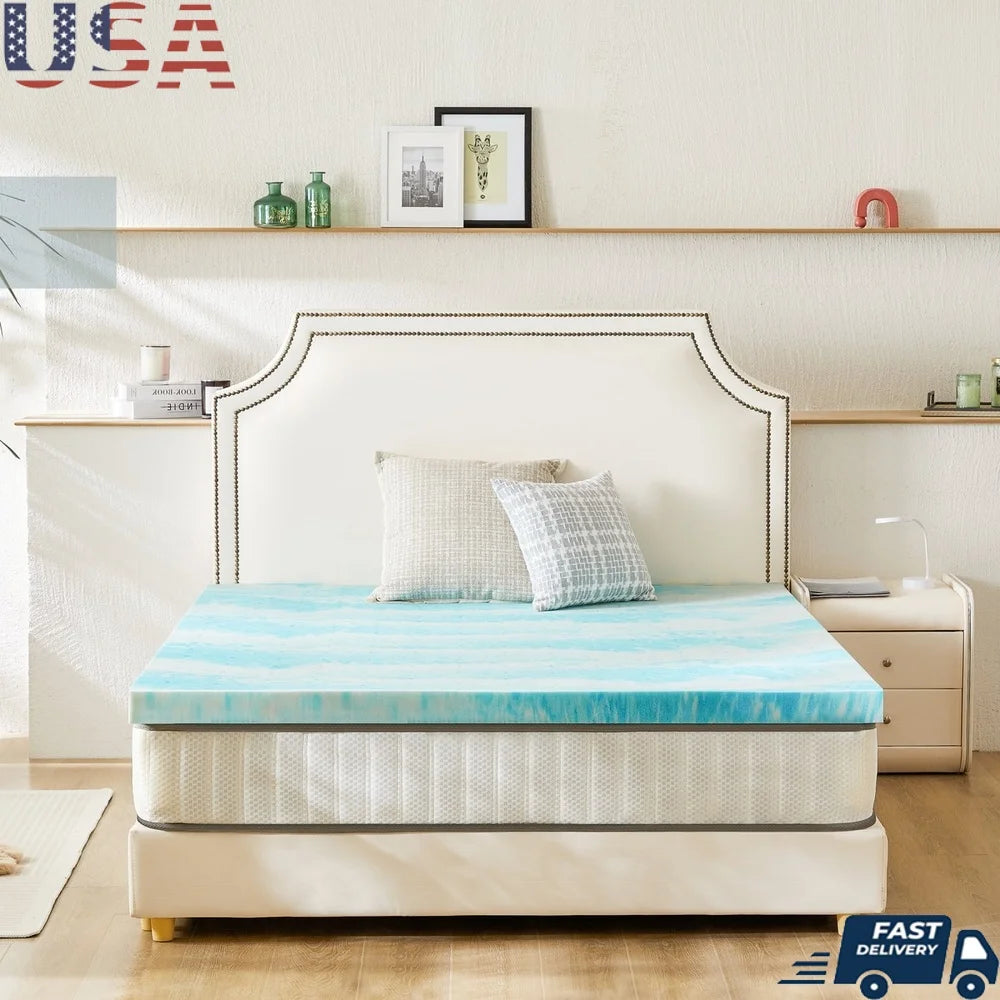 Ljustra 3 Inch Memory Foam Mattress Topper Cooling Gel Infused Pressure Relief