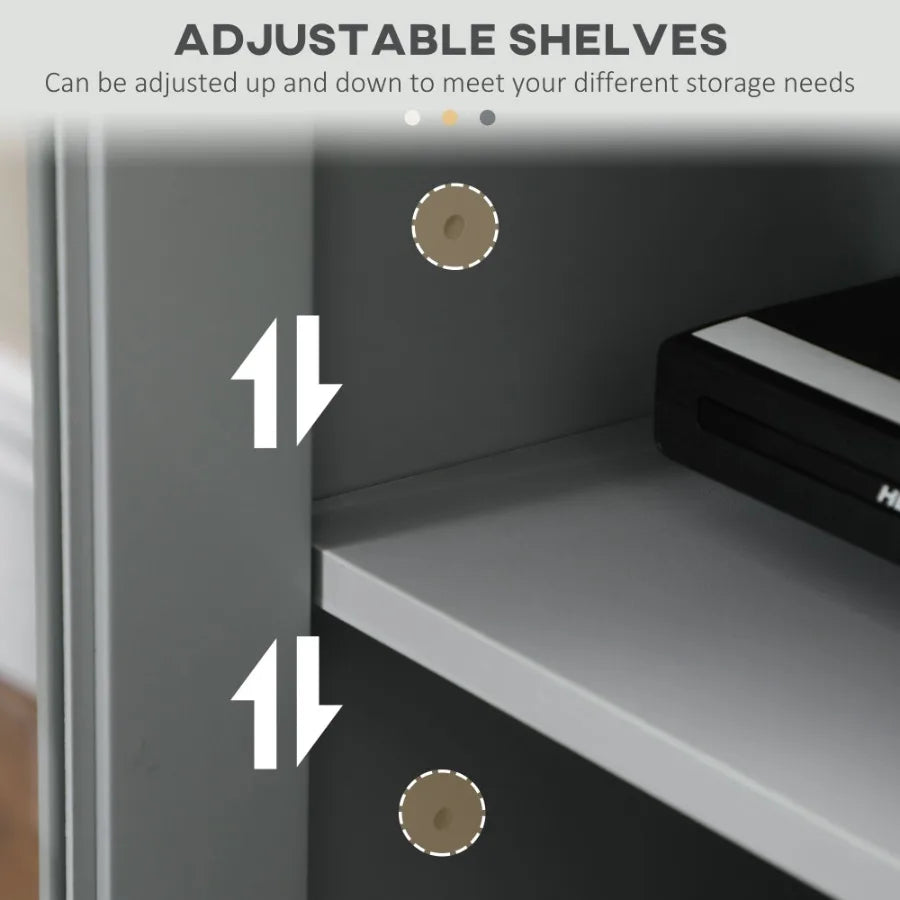 Ljustra TV Cabinet Stand for TVs up to 58" Adjustable Shelves Glass Doors