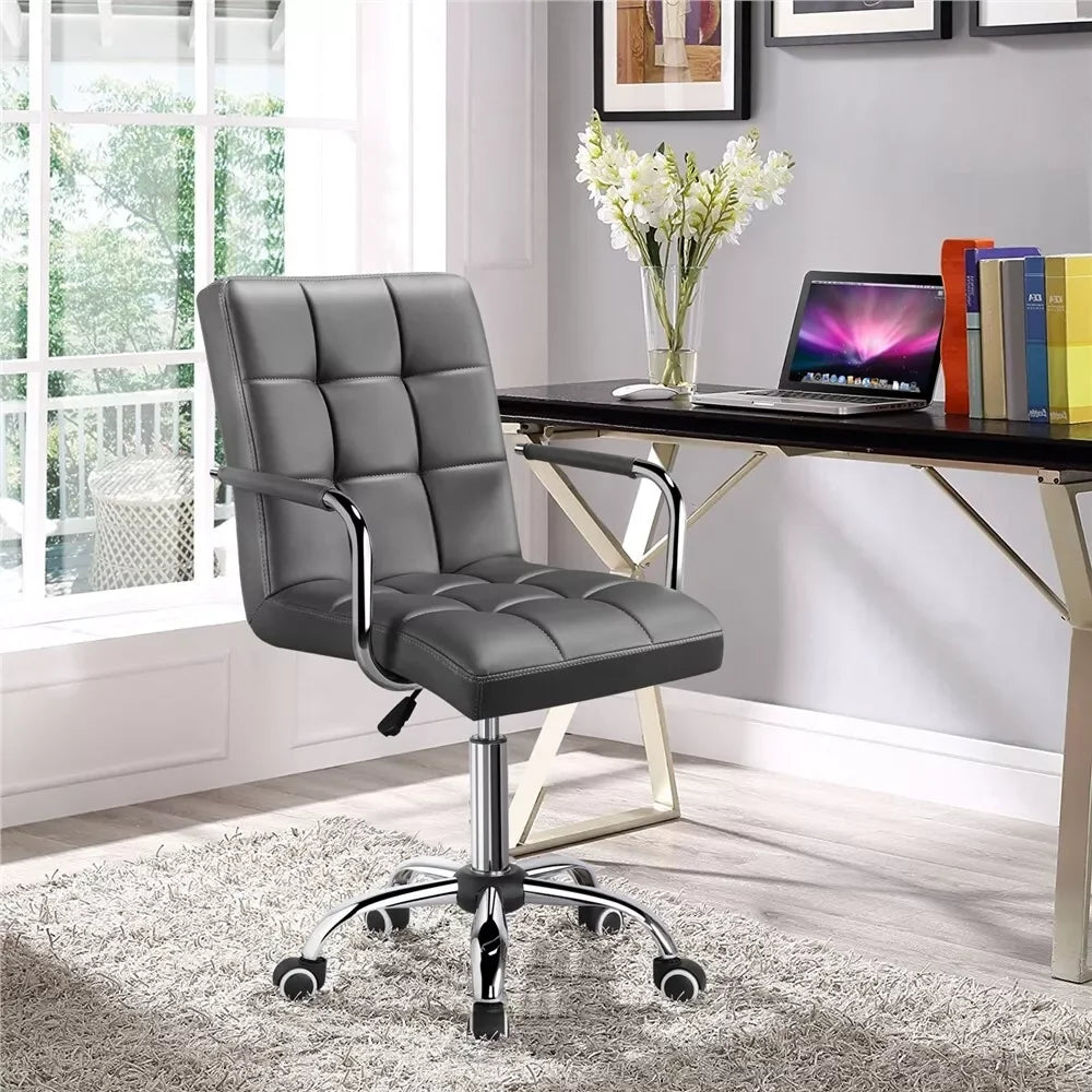 Ljustra Office Desk Chair PU Leather Swivel Makeup Chair with Wheels