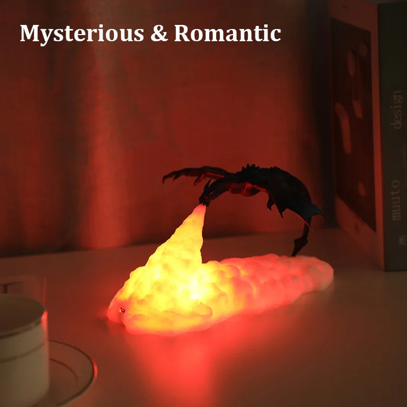 3D Printed LED Dragon Night Light Kids Bedroom Living Room Lamp