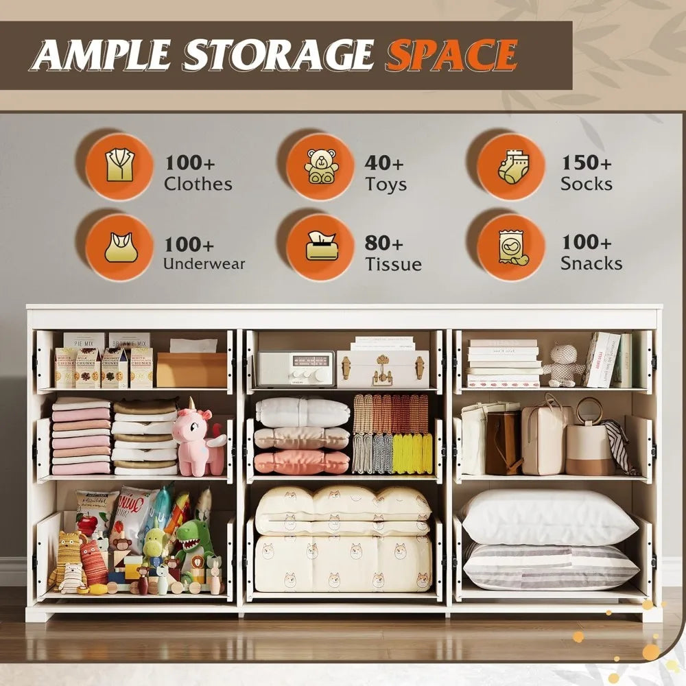 Ljustra Modern 9 Drawer Dresser Chest Large Wood Storage Organizer