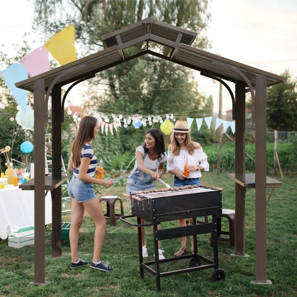 Domi 8x5FT Hardtop Grill Gazebo Outdoor BBQ Canopy Shelter