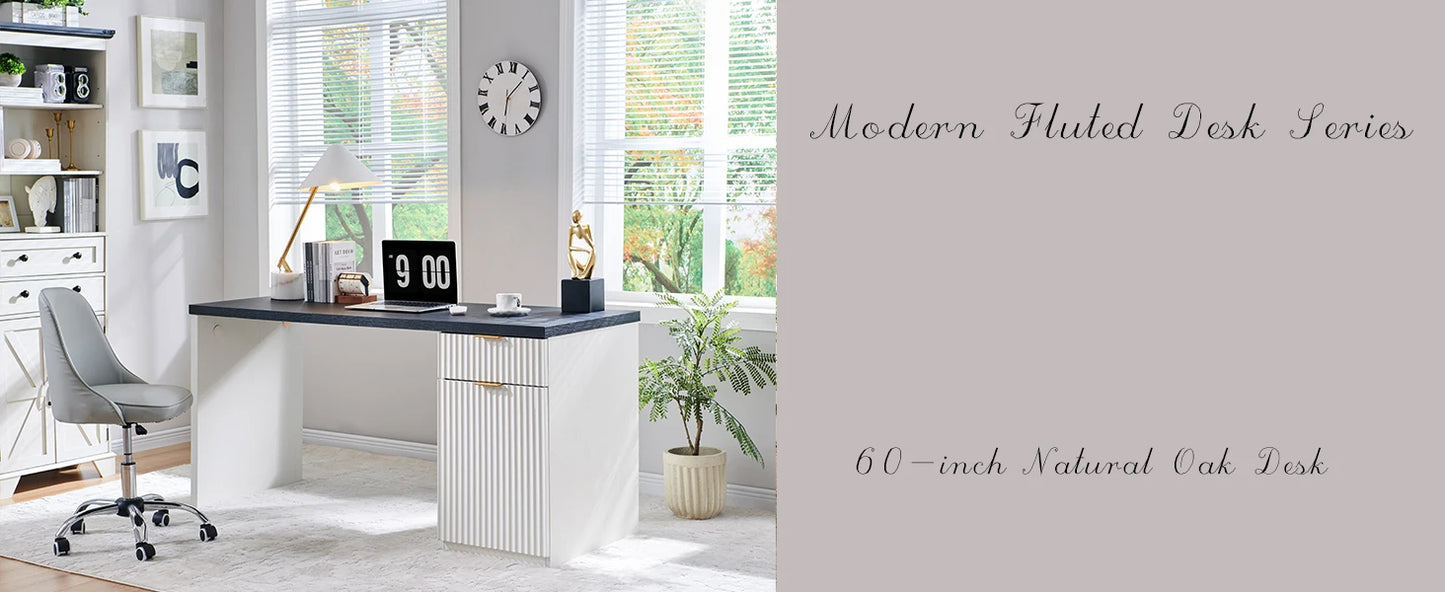 60 Inch Modern Executive Desk with Storage for Home Office Workstation
