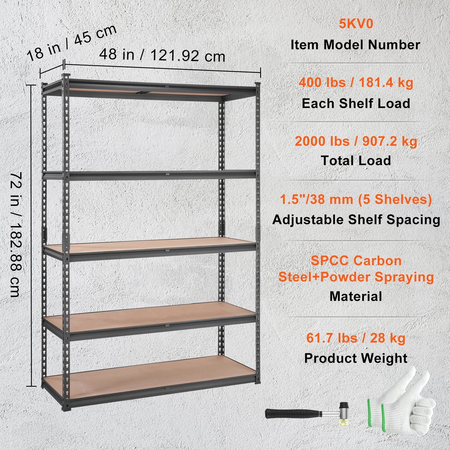 Ljustra Heavy Duty 5 Layer Storage Shelving Unit Metal Rack Organizer