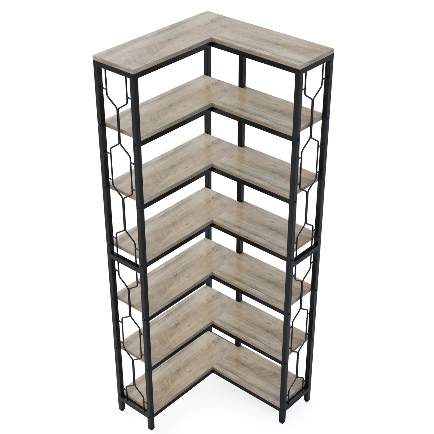 Ljustra 7-Shelf Corner Bookshelf Modern Corner Bookcase Storage Rack