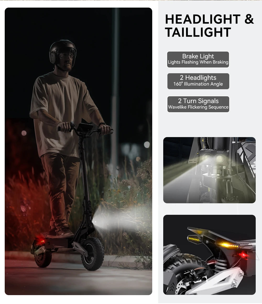 Ljustra Electric Scooter 31mph 900W Off-Road Adult E-Scooter