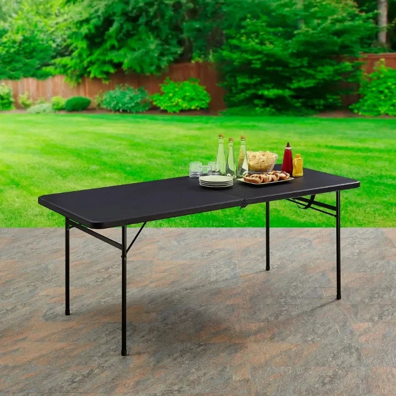 Ljustra 6 Foot Bi-Fold Plastic Folding Table Portable for Parties Camping
