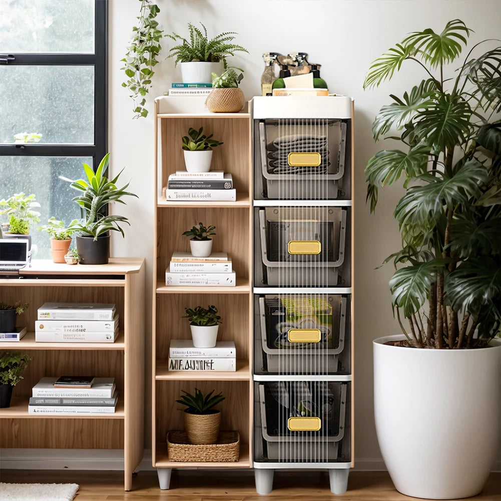 Bathroom Storage Cabinet 4 Tier Narrow Organizer Rack Waterproof Shelves