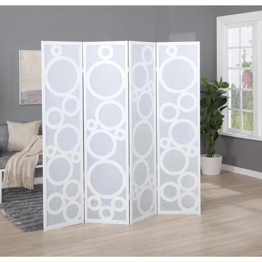 4-Panel Wood Room Divider Foldable Privacy Screen Art Display Home Decor