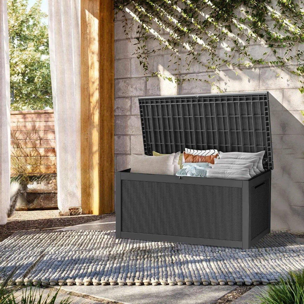 320 Gallon Lockable Resin Outdoor Storage Box Waterproof Garden Tools