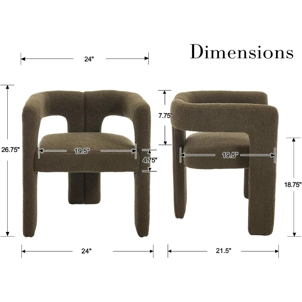 Modern Barrel Dining Chairs Set of 2 Upholstered Boucle Accent Chairs