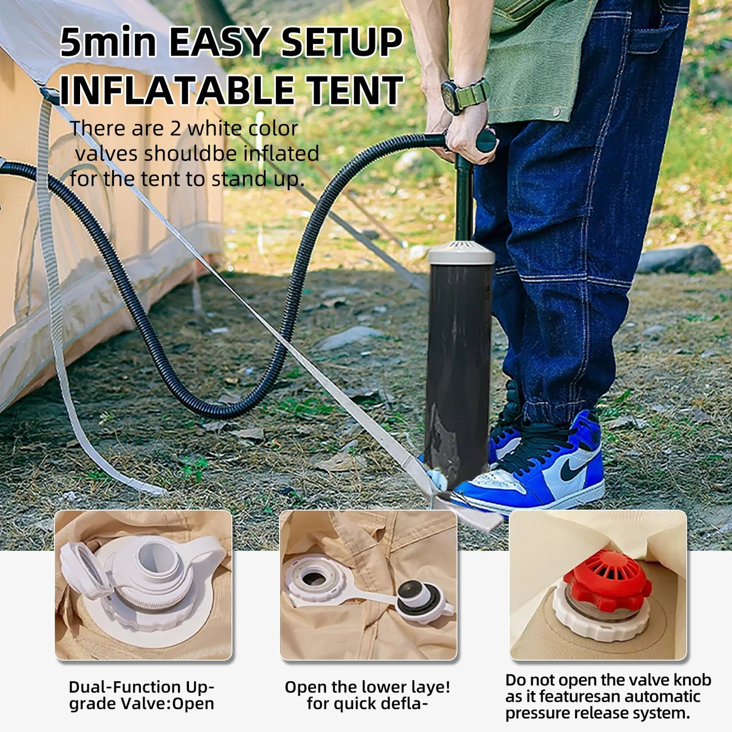 8-10 Person Inflatable Tent Camping Large Easy Setup Waterproof Tent