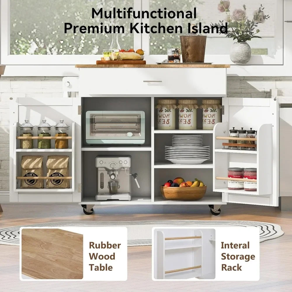 Small Kitchen Island Cart on Wheels Drop Leaf Countertop Storage